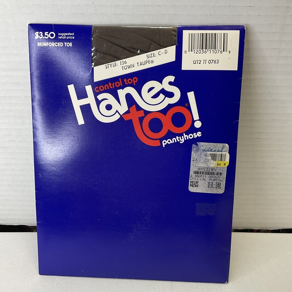 Hanes too Control Top Reinforced Toe HosieryStyle 136 Size CD Town Taupe Vintage